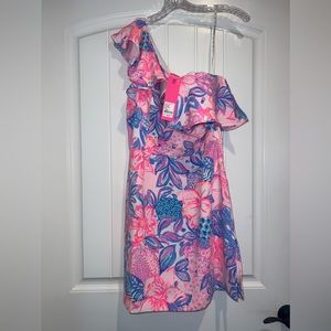 NWT Size 6 Lilly Pulitzer KIPTON ROMPER-SNAPPY TURTLE One-Shoulder Romper